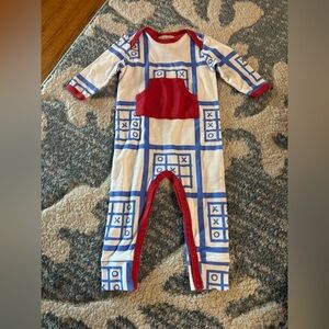 The Beaufort Bonnet Company Baby Coverall 0-3 Months Red Tic Tac Long Sleeve